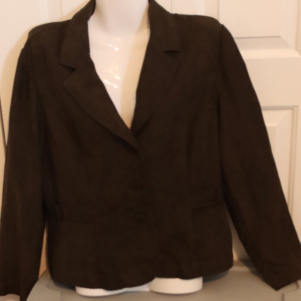 Studio I Micro Suede Blazer Olive Green Size 14